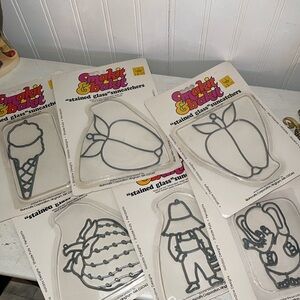 Vintage 6 Makit & Bakit sun catcher stained glass frames only